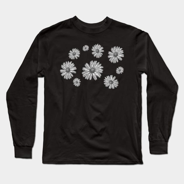 Pastel Daisy Flower Pattern - Floral Long Sleeve T-Shirt by LukjanovArt